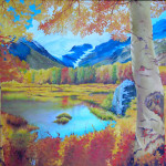 Betulle e bosco giallo - Pittura ad olio su tela Gallery 60x90